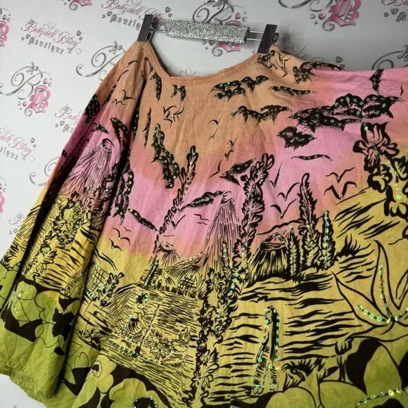 RDI Hawaii skirt sequin ombrΓ© pink orange yellow green sparkly shimmer volcano - Picture 3 of 15